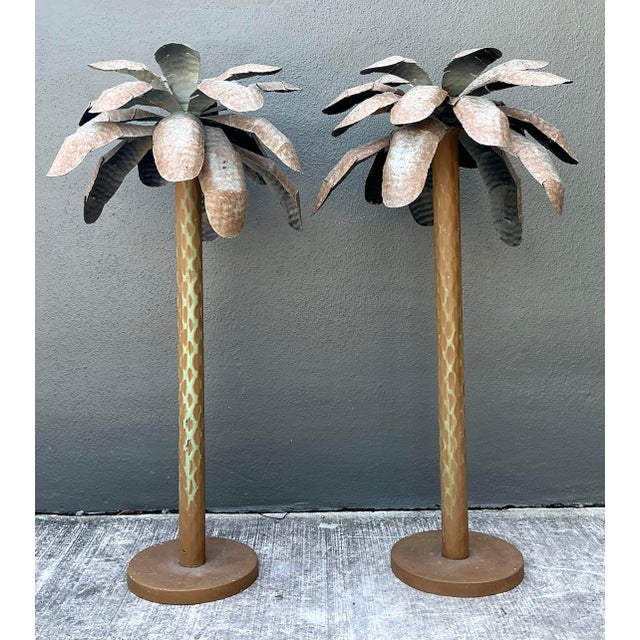 Vintage Punch Cut Tole Palm Trees - A Pair For Sale - Image 10 of 12