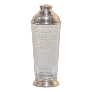 Silver and Glass Cocktail Shaker, 1940s For Sale