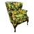 Vintage Traditional Chippendale Style Channel Back Floral Print Wingback Accent Chair For Sale