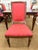 Traditional Ethan Allen Dining Table Set With 6 Red Damask Upholstered Chairs 7 Pc For Sale - Image 3 of 11