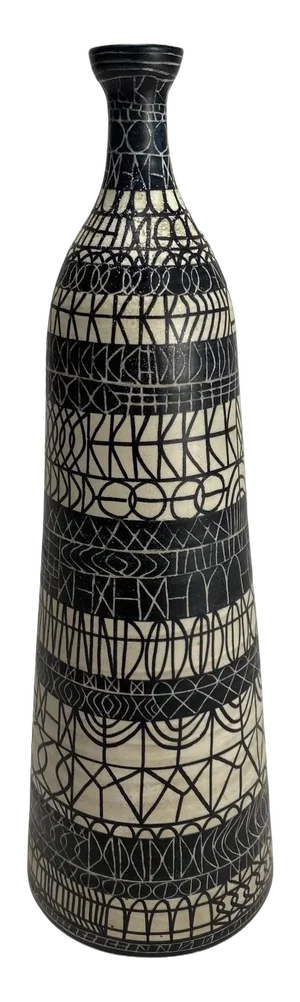 Large Decorated Ceramic Bottle by Atelier Mascarella, 1950s