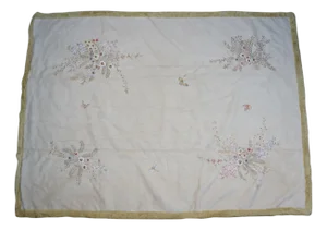 ate 20th Century Chinoiserie Gold Faux Fur Painted Suede Floral Butterfly Throw Blanket 57" X 76"