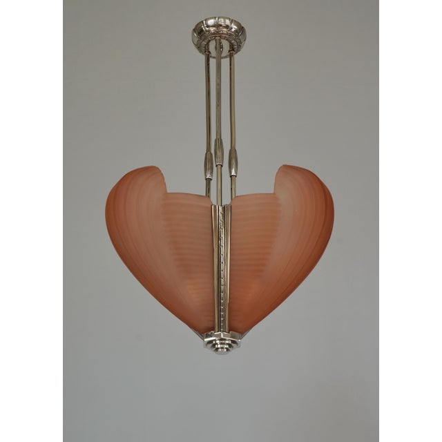 1930s French Art Deco Chandelier by Petitot 1930 France For Sale - Image 5 of 13
