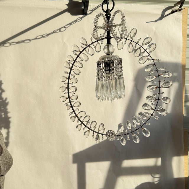 1950s Mid-Century Swedish Style Crystal Pendant Light For Sale - Image 9 of 11