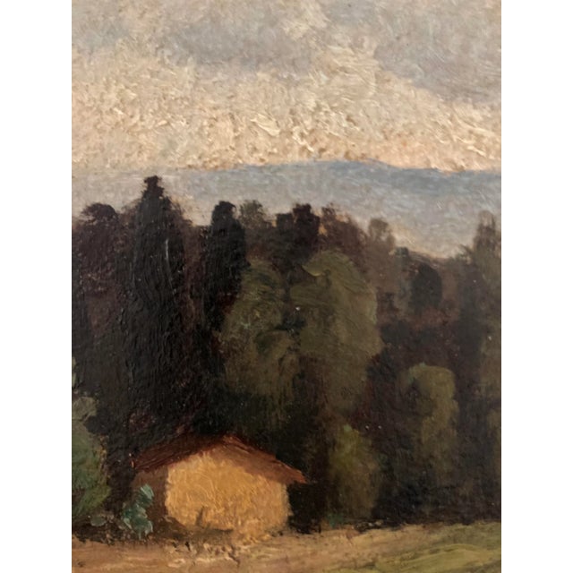Marius Chambaz, Près des Tuileries avec vue sur lac et le Salève, Oil on Cardboard, Framed For Sale - Image 4 of 10