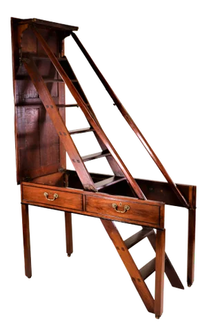 1820 George III Mahogany Metamorphic Library Table Step Ladder