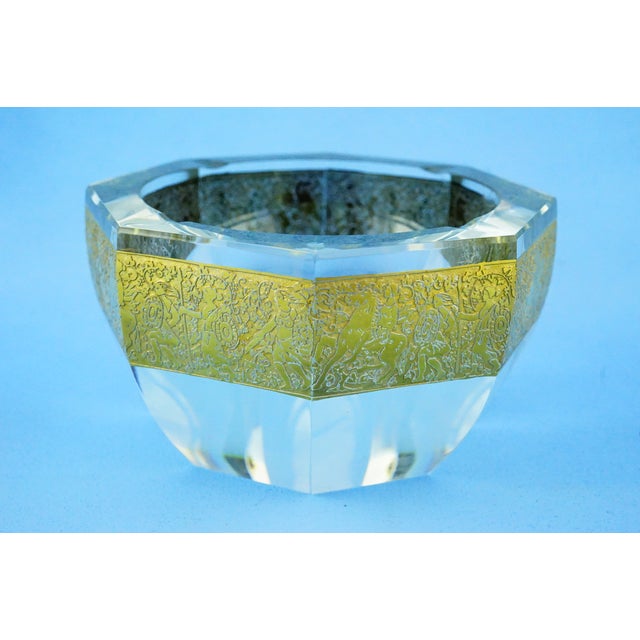 Vintage Crystal and Gold Centerpiece Vase by Ludwig Moser, 1940s For Sale - Image 3 of 18