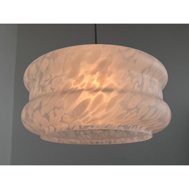 White Art Glass Pendant by Karel Volf, Former Czechoslovakia, 1970s For Sale - Image 3 of 8