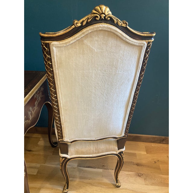 Vintage Gilt Chinoiserie Campaign Desk & Chair Set of 2 by Union National Furniture For Sale - Image 11 of 18