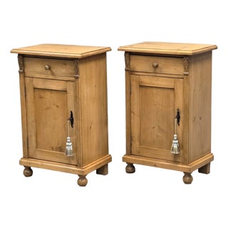 Vintage Eastern European Natural Pine Nighstands - A Pair For Sale