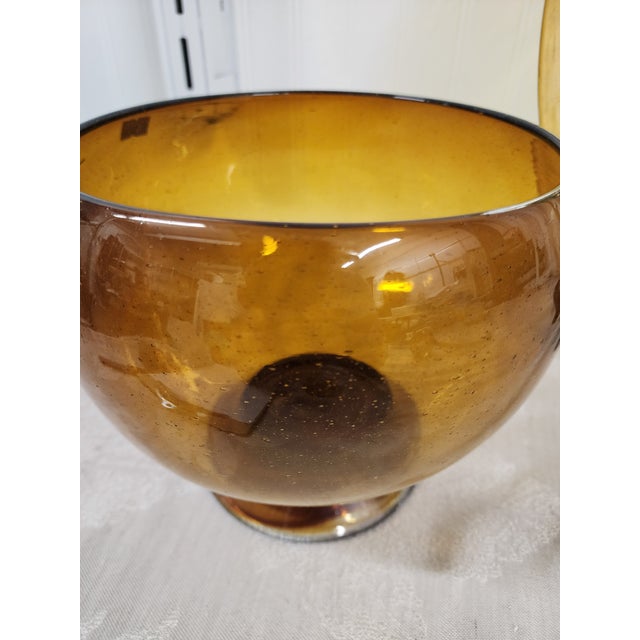 1960s Mid Century Modern Blown Glass Punch Bowl - 3 Pieces For Sale - Image 11 of 11