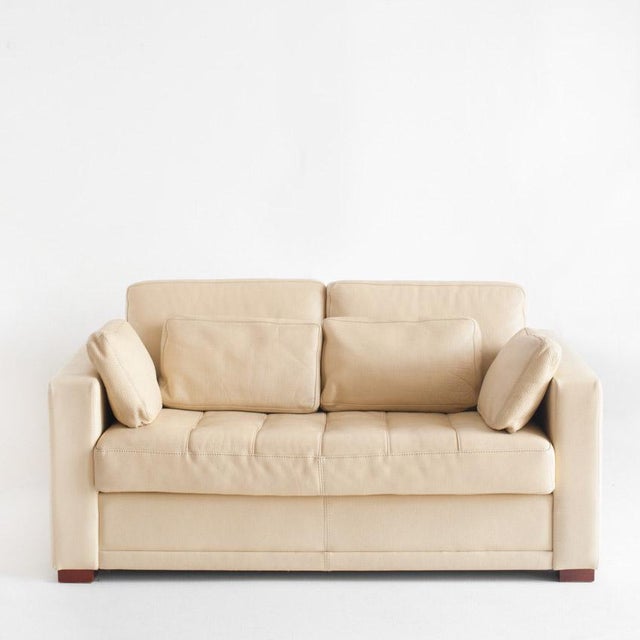 Contemporary Vintage Two-Seater Sofa in Leather by Gerbet Grebot, 1990s For Sale - Image 3 of 15
