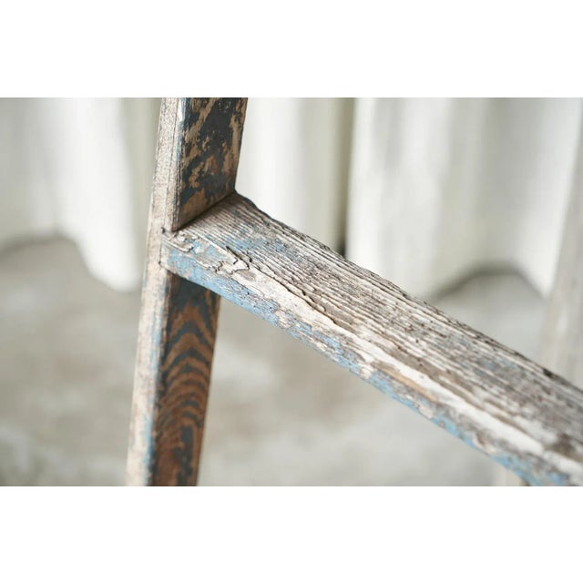 Antique Wooden Ladder in Weathered Paint, 1930s For Sale - Image 9 of 11