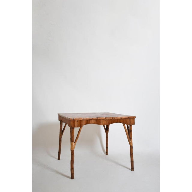 Rattan Square Game Table, 1950s For Sale - Image 3 of 7
