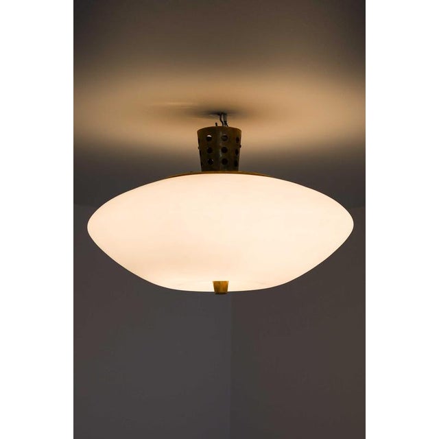 Model 71 Ceiling Lamp in Brass and Opaline Glass attributed to Lisa Johansson-Pape, 1950s For Sale - Image 10 of 11