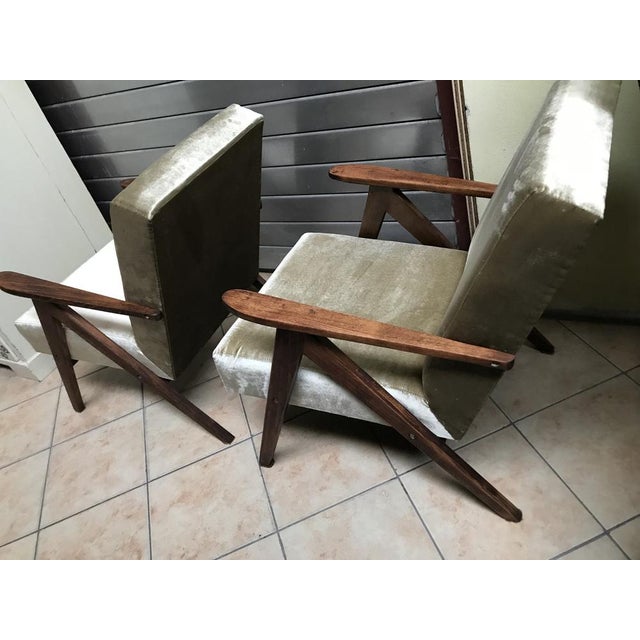 Set of Bottle Green Armchairs, 1970s For Sale - Image 4 of 16