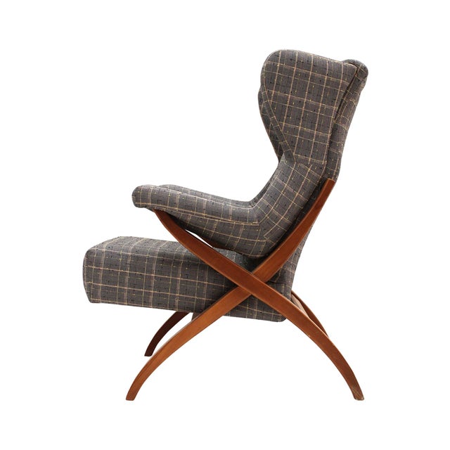 Mid-Century Modern Mid-Century Modern Italian Lounge Chair in Wool and Ash by Franco Albini for Arflex, 1950 For Sale - Image 3 of 9