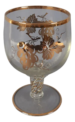 Large Murano Glass Goblet Cup with 24 Karat Gilt Grapes, 1960s