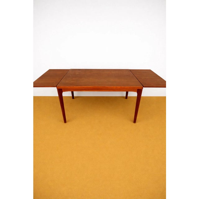 Mid-Century Modern Vintage Danish Table in Teak with Extensions by Henning Kjærnulf, 1960s For Sale - Image 3 of 6