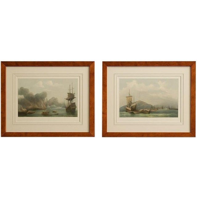 After Petrus Johannes Schotel, Naval Battle, Etna and Palermo Engagements of 1676, Lithographs, Set of 2, Framed For Sale - Image 9 of 9