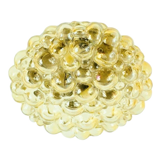 Large Mid-Century Modern Amber Bubble Glass Ceiling Light/Flush Mount by Helena Tynell for Limburg, Germany, 1960s For Sale