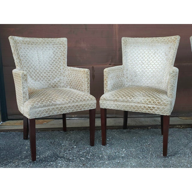 Late 20th Century Late 20th Century Pair Hickory Chair Mto Zoffany Ocelot Velvet Upholstered and Walnut Armchairs For Sale - Image 5 of 11