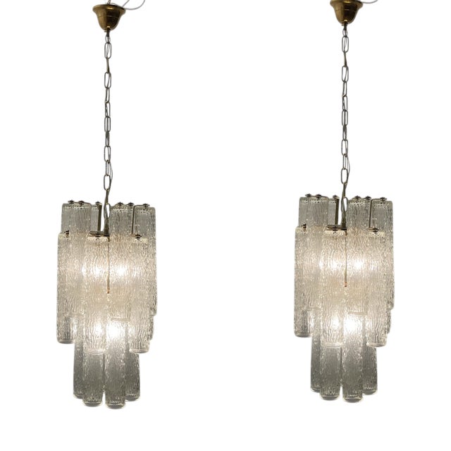 Vintage Italian Murano Glass Tube Pendants by Toni Zuccheri, 1970s, Set of 2 For Sale