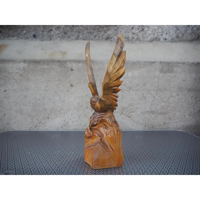 Vintage wooden figurine original condition eagle statue.