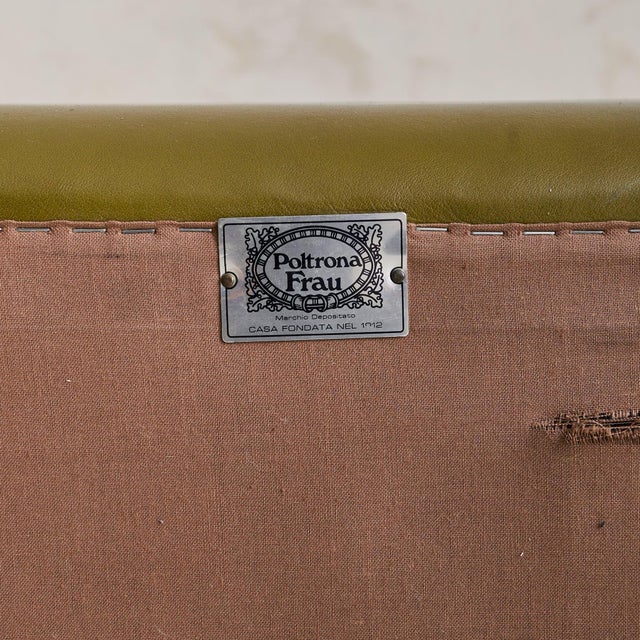 Green Italian Olive Leather Ottoman by Tito Agnoli, 1970s - 2 Available For Sale - Image 8 of 11