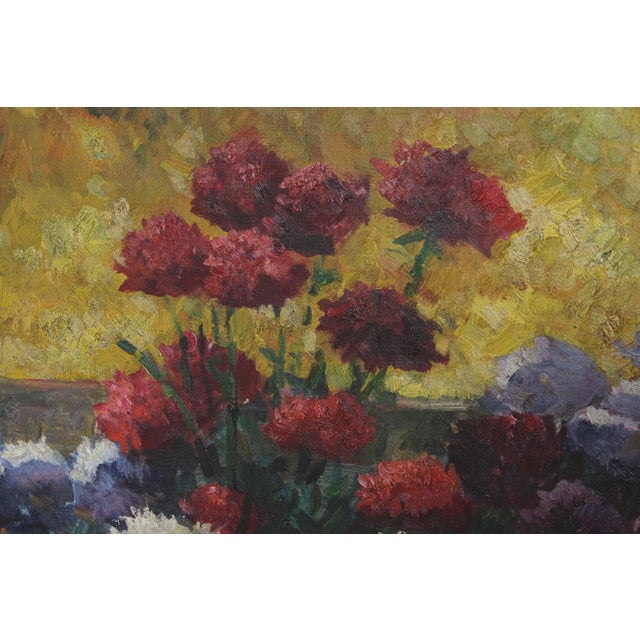 1980s Large Oil on Canvas Still Life Fruit & Flowers For Sale - Image 5 of 14