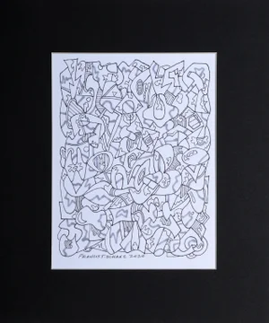 Party, Francis Schanz Ink on Paper, Signed in Pencil