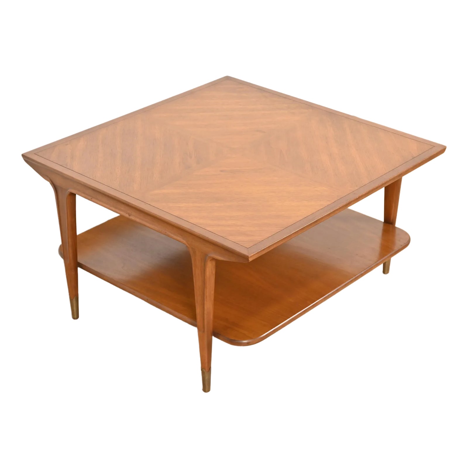 Imperial Furniture Mid-Century Modern Sculpted Walnut Two-Tier