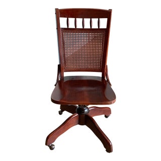 Vintage Cane-Back Desk Chair For Sale