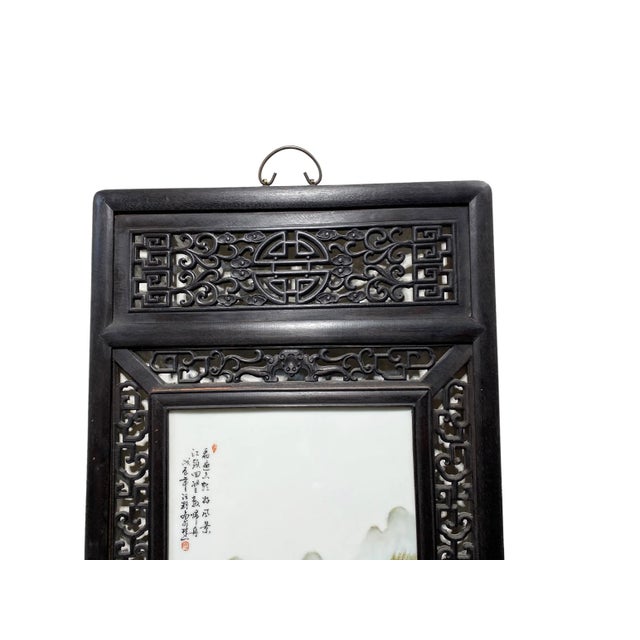 Ceramic Chinoiserie Hand Painted Famille Rose Porcelain Panel 67" H For Sale - Image 7 of 11