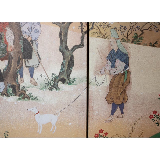 "Falconry", After Kano Tsunenobu, 1960s Showa Era Japanese Byobu Screen For Sale - Image 12 of 18