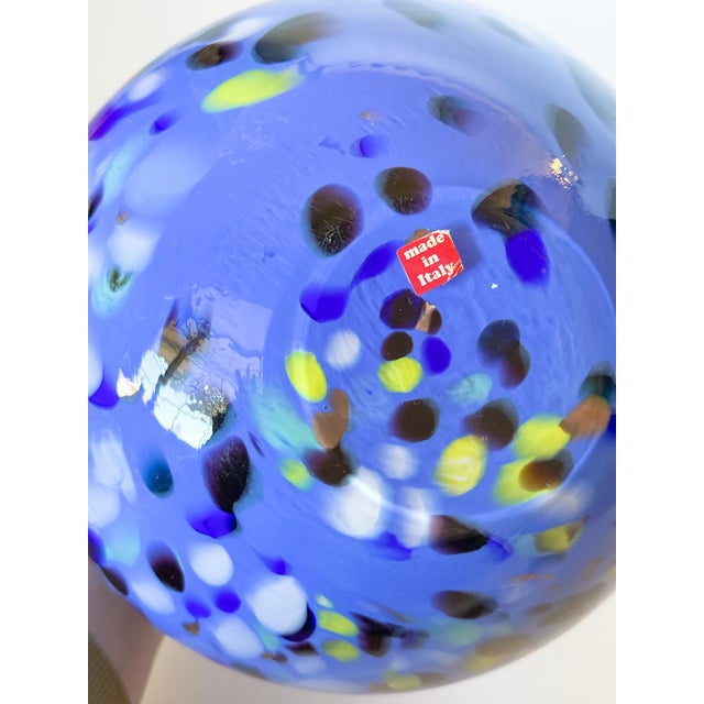Murano Mid Century Studio Azzurra Maestri Vetrai Italy Mouth Blown Art Glass Vase For Sale - Image 4 of 8