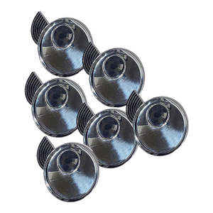 Art Deco Chase Shiny Chrome Canape Cup Plates Designed by Lurelle Guild 1933 - Set of 6
