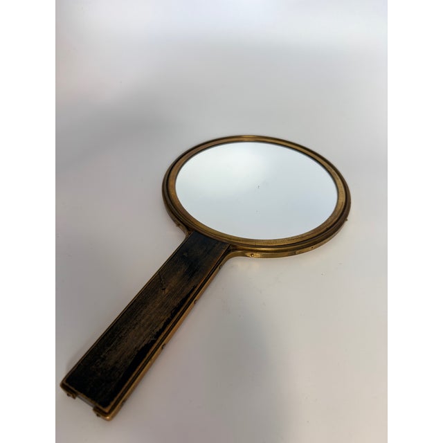 Black Vintage Art Deco Hand Mirror by Ivar Ålenius Björk for Ystad-Metall, 1930 For Sale - Image 8 of 9