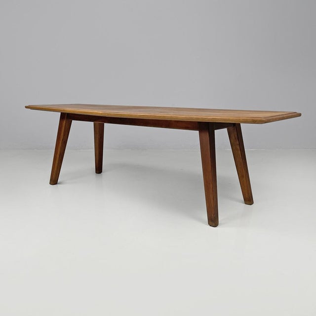 Mid-Century Italian Modern Long Wooden Coffee Table with Pointed Sides, 1960s For Sale - Image 4 of 18