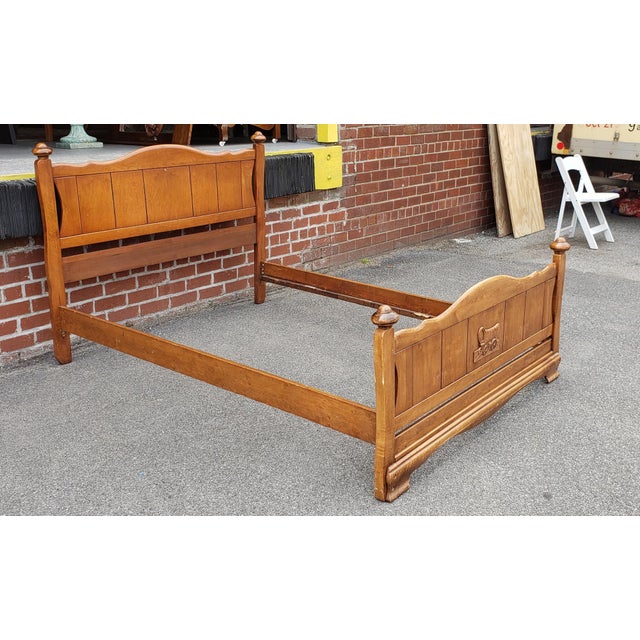 Vintage 1950s Rock Maple Virginia House Furniture Full Double Covered Wagon Bed Chairish