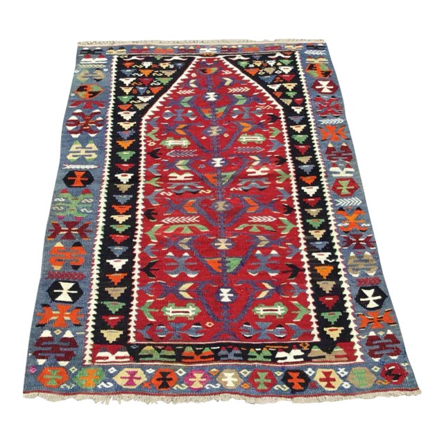 Vintage Turkish Kilim Rug, 38" X 53" For Sale