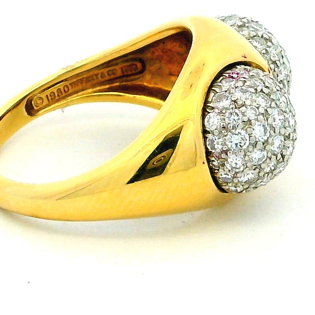 1980s Vintage Tiffany & Co. Paloma Picasso 18k Gold Platinum Diamond Bypass Ring, Size 7.75 For Sale - Image 5 of 14