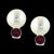 14 mm Round South Sea Pearl & Ruby Cocktail Stud Earrings 18 Karat White Gold, A Pair For Sale - Image 14 of 18