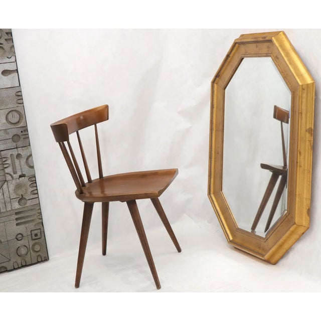 Rectangular octagon midcentury gold gilt wall mirror.