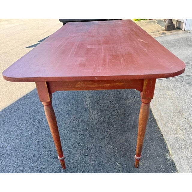Wood Late 20th Century Rustic Farmhouse Dining Farm Table For Sale - Image 7 of 8