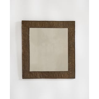 Arts & Crafts Copper Repoussé Mirror, Antique, France, Circa 1900 For Sale