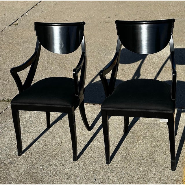 Black 1980s Pietro Constantini Set of 6 Lacquered Dining Chairs For Sale - Image 8 of 12