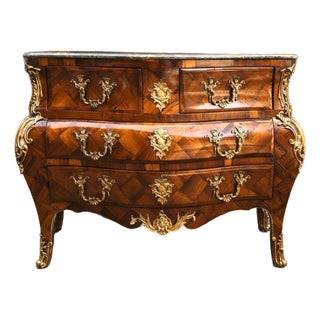 1860 French Artisan Louis XVI Mahogany Green Marble Commode For Sale