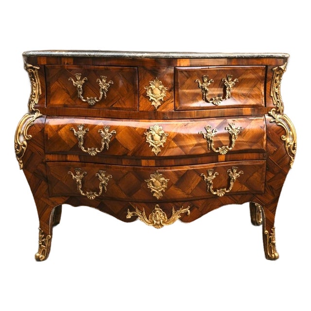 1860 French Artisan Louis XVI Mahogany Green Marble Commode For Sale