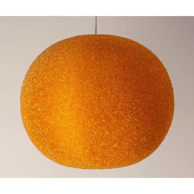 1970s French Pendant Light in Textured Orange Acrylic Glass, 1970 For Sale - Image 5 of 9
